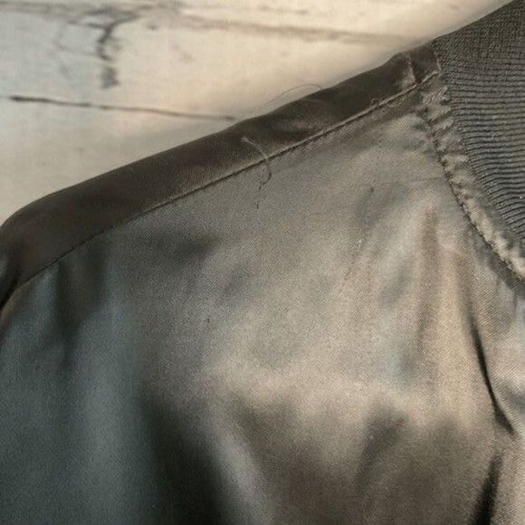 VTG Satins Black Polaris Embroidered Satin Full Zip Bomber Jacket Men Size XL - Picture 7 of 13